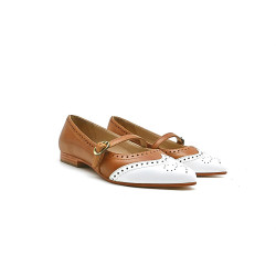 Ola caramel alamo white nappa handmade leather shoes - Cooperative Handmade