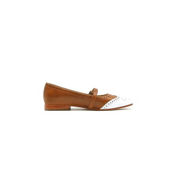 Ola caramel alamo white nappa handmade leather shoes - Cooperative Handmade