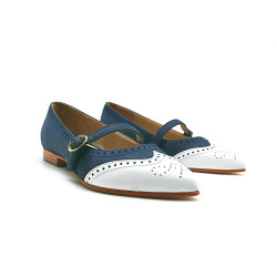 Ola fatty blue white nappa handmade leather shoes - Cooperative Handmade