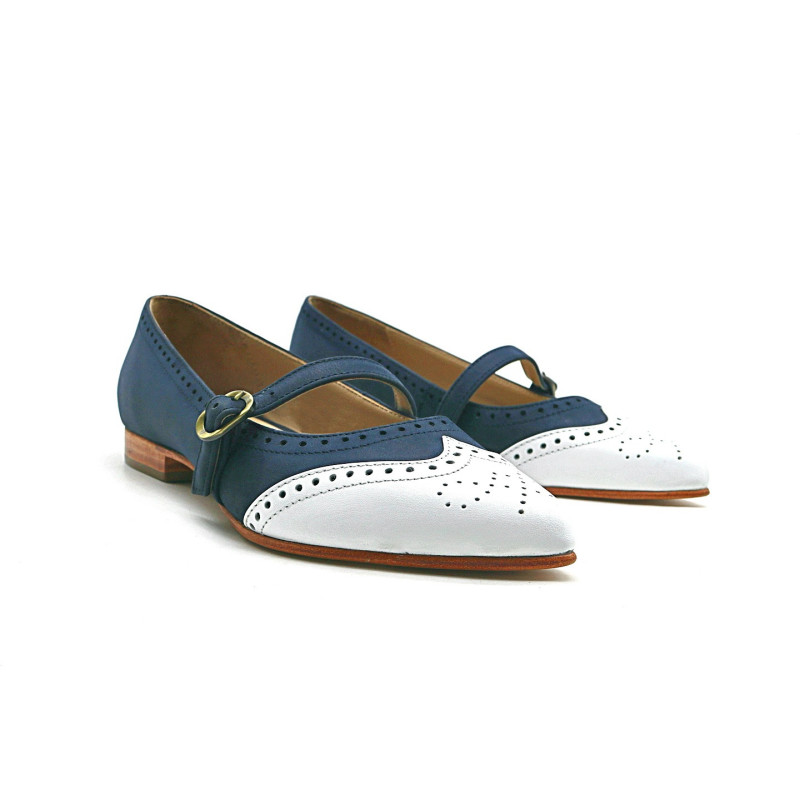 Ola fatty blue white nappa handmade leather shoes - Cooperative Handmade