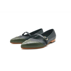 Ola black nappa green alamo handmade leather shoes - Cooperative Handmade