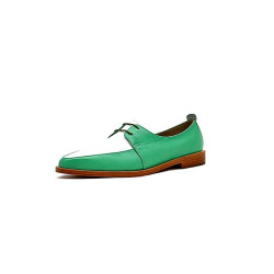 Luna cyan green nappa white nappa handmade leather shoes - Cooperative Handmade
