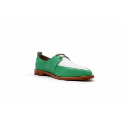 Luna cyan green nappa white nappa handmade leather shoes - Cooperative Handmade
