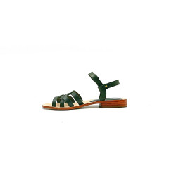 Juana green alamo handmade leather sandals - Cooperative Handmade