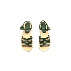 Juana green alamo handmade leather sandals - Cooperative Handmade