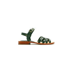 Juana green alamo handmade leather sandals - Cooperative Handmade