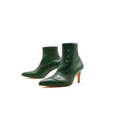 Nasáu green alamo handmade leather heels - Cooperative Handmade