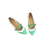 Ola white premium nappa cyan green nappa handmade leather shoes - Cooperative Handmade