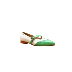 Ola white premium nappa cyan green nappa handmade leather shoes - Cooperative Handmade