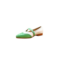 Ola white premium nappa cyan green nappa handmade leather shoes - Cooperative Handmade