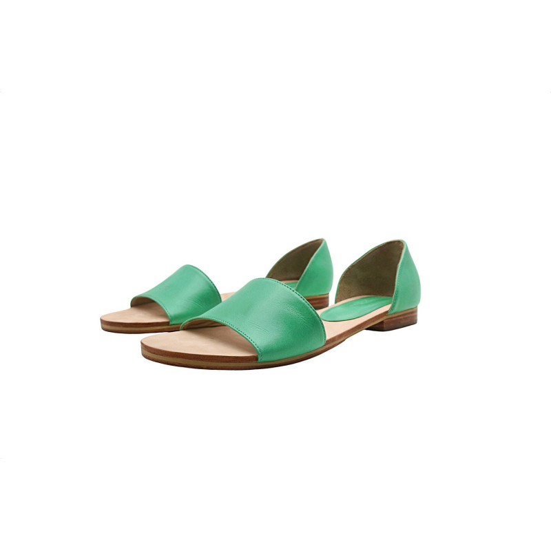 Maria version b cyan green nappa handmade leather sandals - Cooperative Handmade