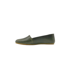 Pampa Fem version B green alamo details yellow handmade leather flat shoes - Cooperative Handmade
