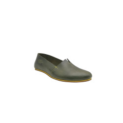 Pampa Fem version B green alamo details yellow handmade leather flat shoes - Cooperative Handmade