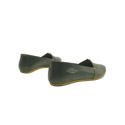 Pampa Fem version B green alamo details yellow handmade leather flat shoes - Cooperative Handmade