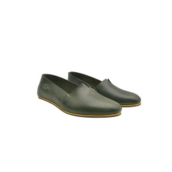 Pampa Fem version B green alamo details yellow handmade leather flat shoes - Cooperative Handmade
