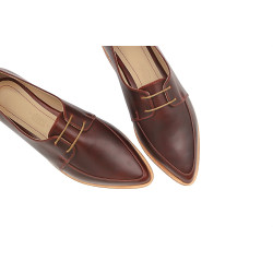 Luna red alamo details beige handmade leather shoes - Cooperative Handmade