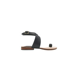 Jara black nappa handmade leather sandals - Cooperative Handmade