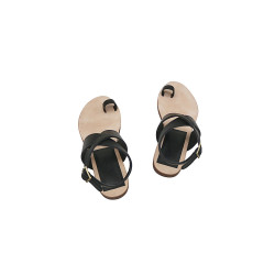Jara black nappa handmade leather sandals - Cooperative Handmade