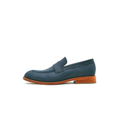 Otto fatty ocean blue handmade leather moccasins - Cooperative Handmade