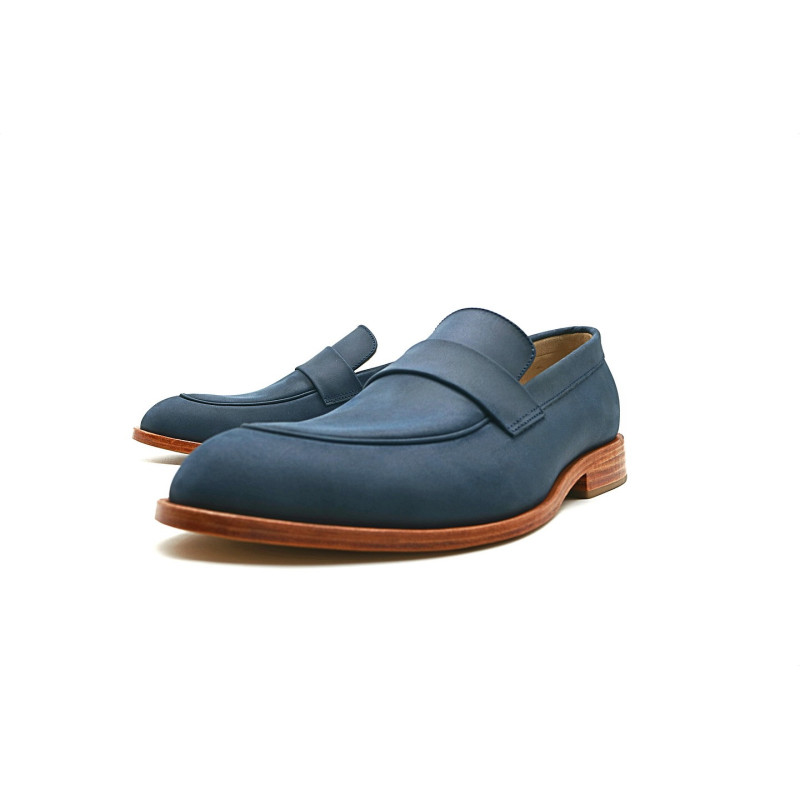 Otto fatty ocean blue handmade leather moccasins - Cooperative Handmade
