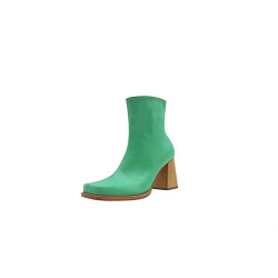 Lulú green cyan handmade leather ankle boots - Cooperative Handmade