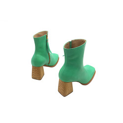 Lulú green cyan handmade leather ankle boots - Cooperative Handmade