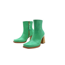 Lulú green cyan handmade leather ankle boots - Cooperative Handmade