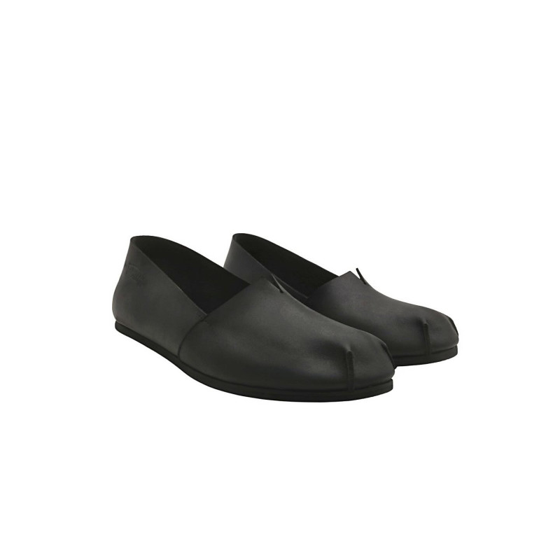 Pampa Man total black fatty matte black handmade leather flat shoes - Cooperative Handmade