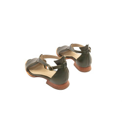 Mia green alamo handmade leather sandals - Cooperative Handmade