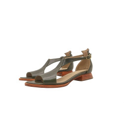 Mia green alamo handmade leather sandals - Cooperative Handmade