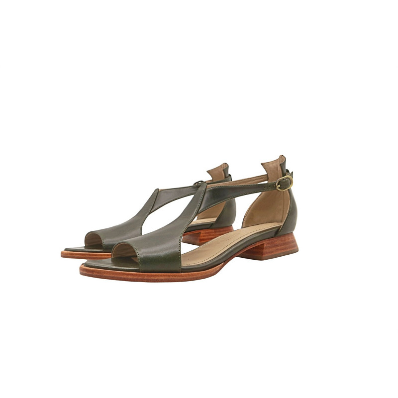 Mia green alamo handmade leather sandals - Cooperative Handmade