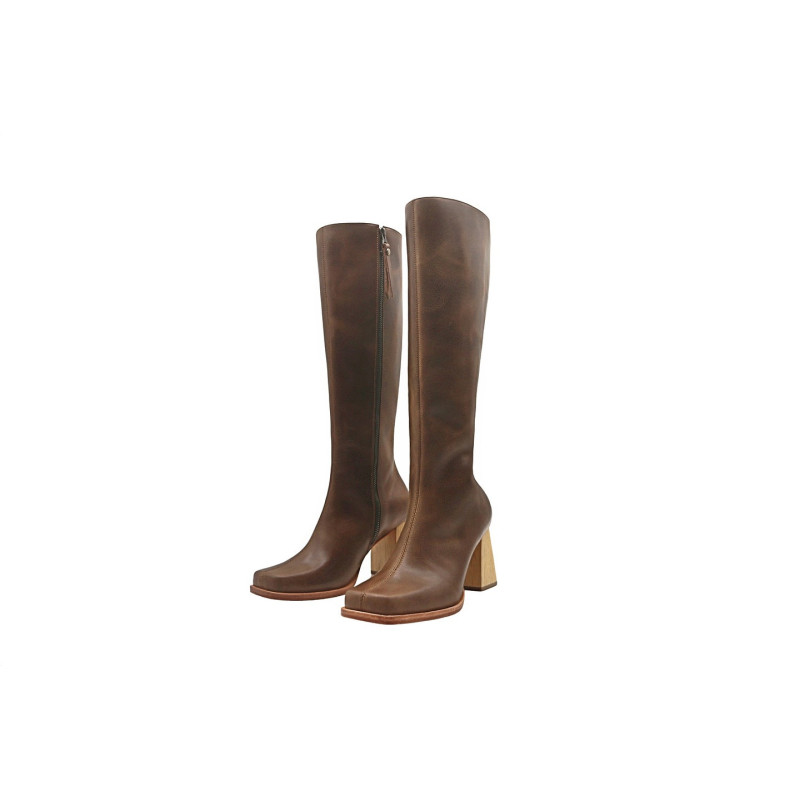 Lulú Large camel cerato handmade leather boots - Cooperative Handmade