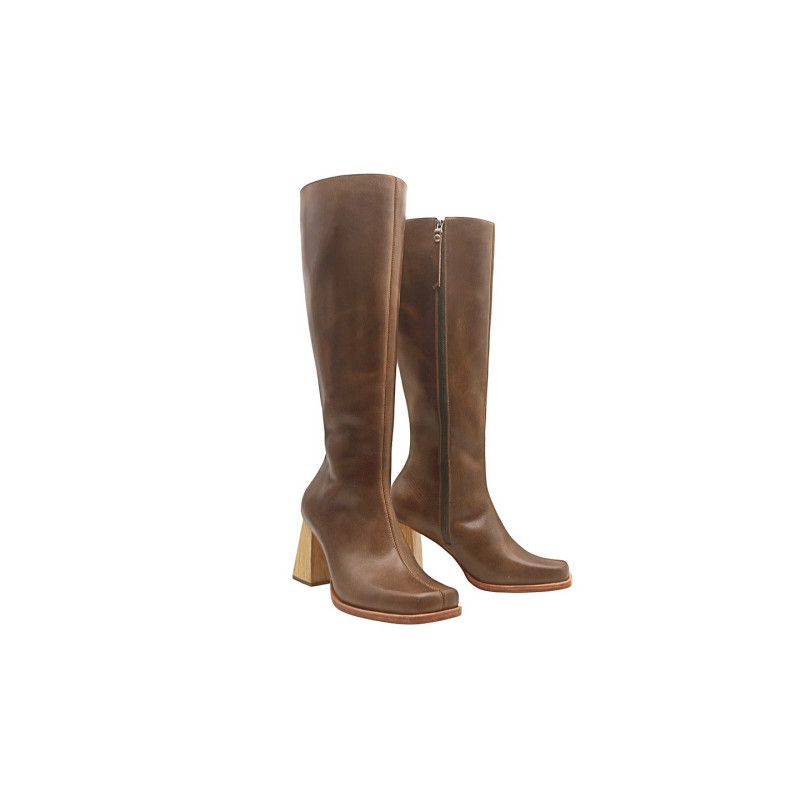 Lulú Large camel cerato handmade leather boots - Cooperative Handmade