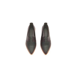 Luna purple nappa fatty black matte handmade leather shoes - Cooperative Handmade