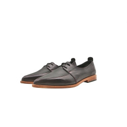 Luna purple nappa fatty black matte handmade leather shoes - Cooperative Handmade