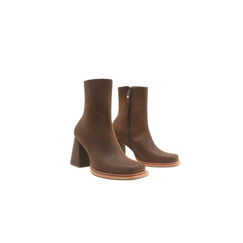 Lulú version B fatty brown handmade leather ankle boots - Cooperative Handmade