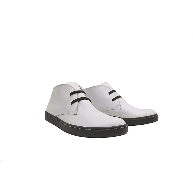 Chavo Sport white nappa black elastic white handmade leather shoes - Cooperative Handmade