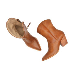 Pour Nina caramel cerato handmade leather boots - Cooperative Handmade