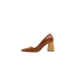 Porteña version B caramel alamo handmade leather heels - Cooperative Handmade