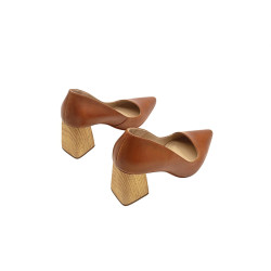 Porteña version B caramel alamo handmade leather heels - Cooperative Handmade