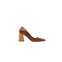 Porteña version B caramel alamo handmade leather heels - Cooperative Handmade
