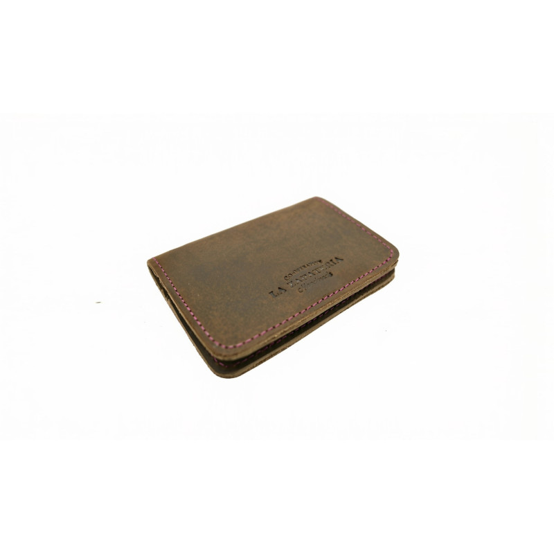 1656 fatty green details purple handmade leather wallet - Cooperative Handmade