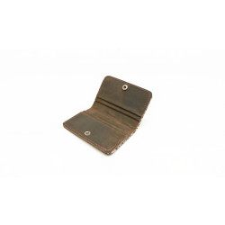 1656 fatty green details purple handmade leather wallet - Cooperative Handmade
