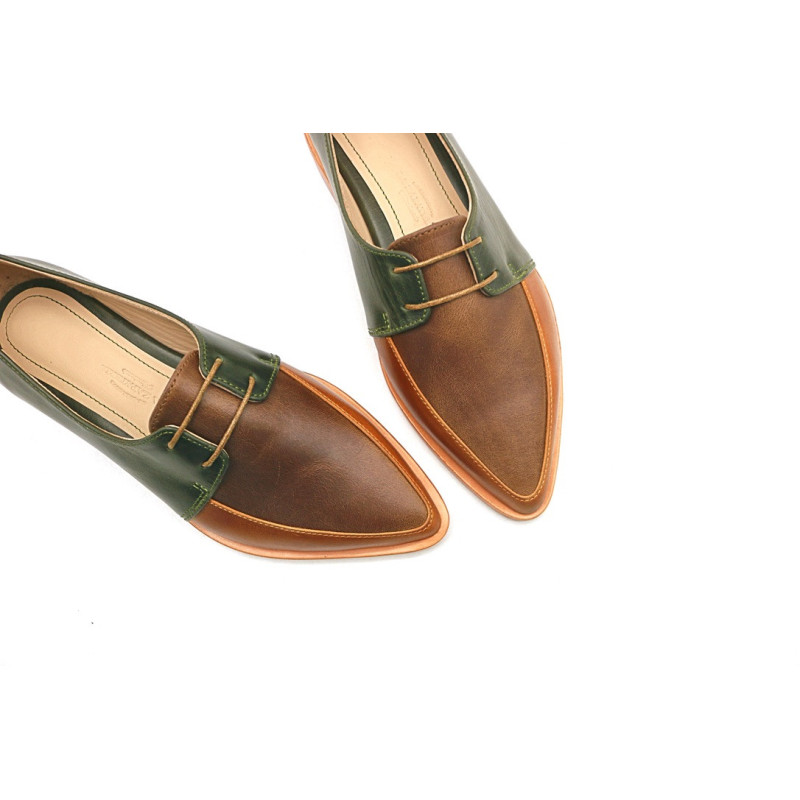 Luna multicolor green camel caramel alamo handmade leather shoes - Cooperative Handmade