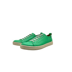 Baires cyan green nappa white elastic handmade leather sneakers - Cooperative Handmade