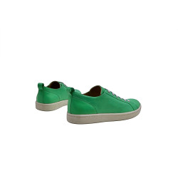 Baires cyan green nappa white elastic handmade leather sneakers - Cooperative Handmade