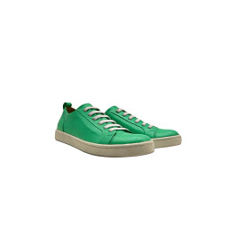 Baires cyan green nappa white elastic handmade leather sneakers - Cooperative Handmade