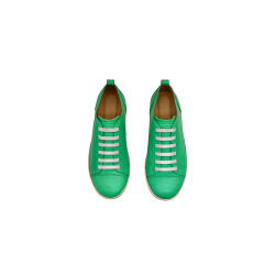 Baires cyan green nappa white elastic handmade leather sneakers - Cooperative Handmade