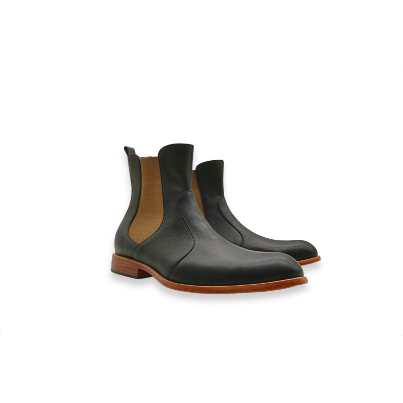 Hache version B black nappa brown handmade leather ankle boots - Cooperative Handmade