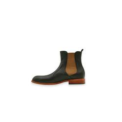 Hache version B black nappa brown handmade leather ankle boots - Cooperative Handmade